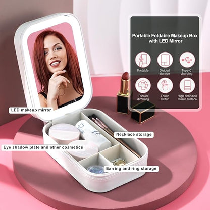 Dreamy™️|Premium Vanity Makeup Box with LED Mirror