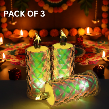LED Flameless Decorative Candle Lights (pack of 3)